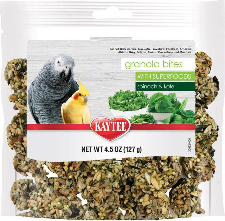Kaytee Granola Bites with Superfoods, Spinach/Kale, 4.5 oz - Edibles