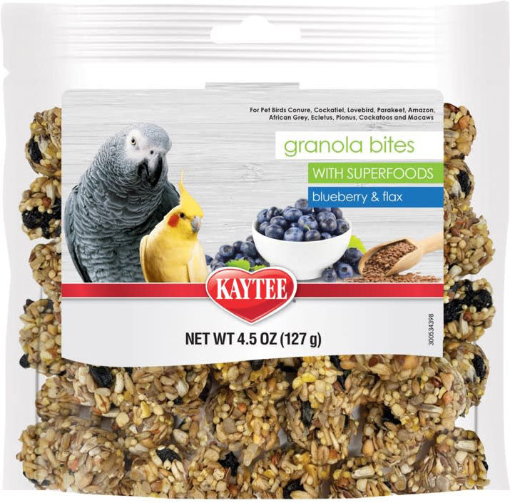 Kaytee Granola Bites with Superfoods, Blueberry/Flax, 4.5 oz - Edibles