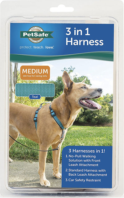 Petsafe 3 in 1 Harness, Teal, MD - Harnesses