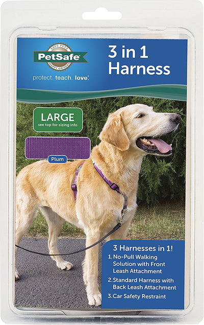 Petsafe 3 in 1 Harness, Plum, LG - Harnesses