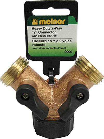 Melnor Metal 2-way Hose Valve, Brass - Hose Parts and Accessories
