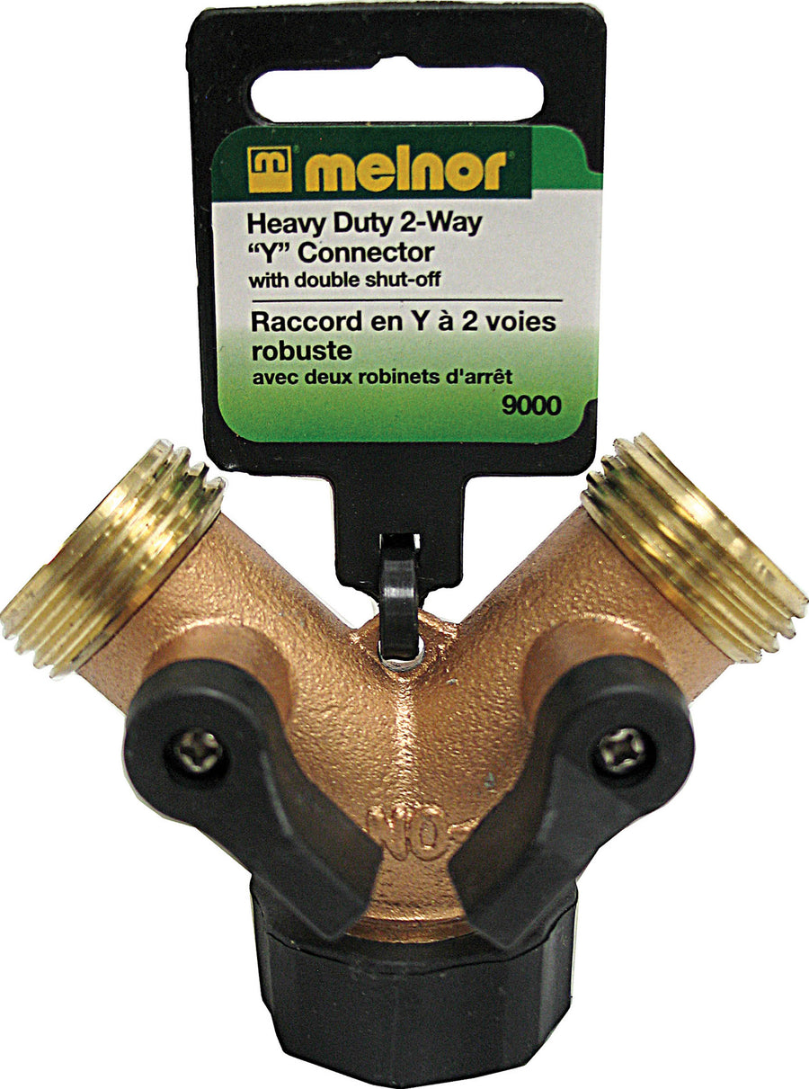 Melnor Metal 2-way Hose Valve, Brass - Hose Parts and Accessories