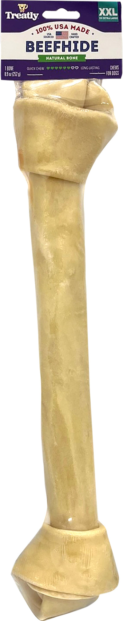 Treatly 100% USA Beefhide Bone Banded, Natural, 15 in-1 pk - Rawhide/ Body Parts