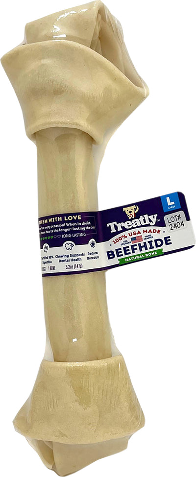 Treatly 100% USA Beefhide Bone Banded, Natural, 9 in-1 pk - Rawhide/ Body Parts