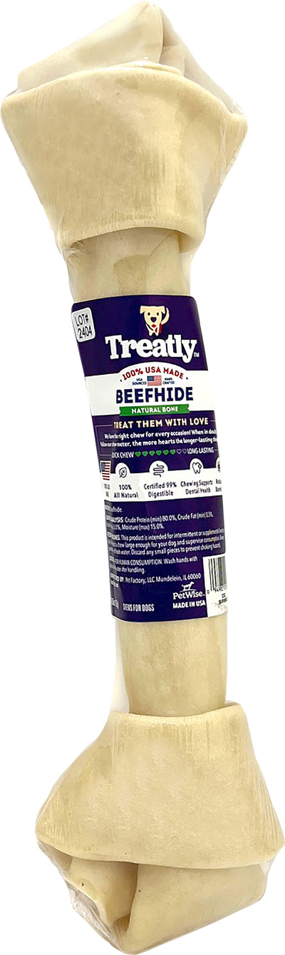 Treatly 100% USA Beefhide Bone Banded, Natural, 11 in-1 pk - Rawhide/ Body Parts