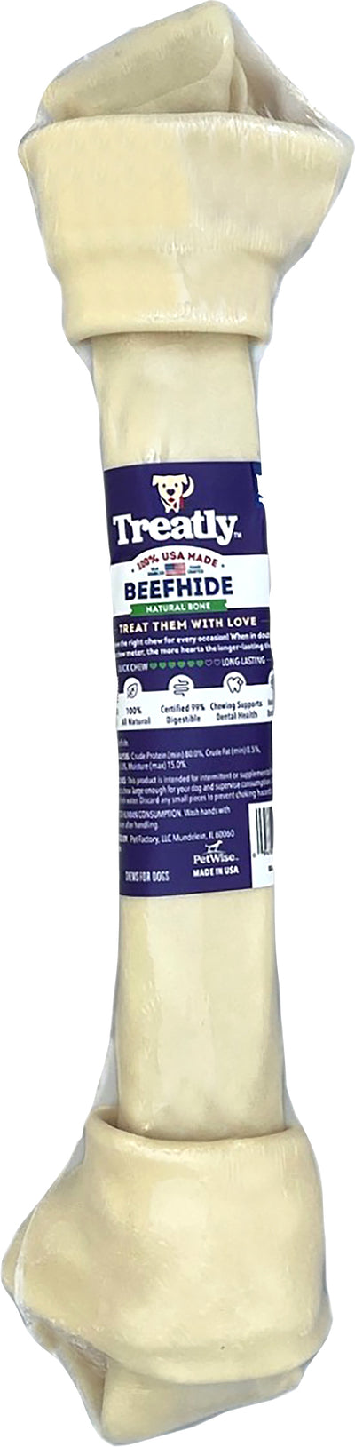 Treatly 100% USA Beefhide Bone Banded, Natural, 13 in-1 pk - Rawhide/ Body Parts