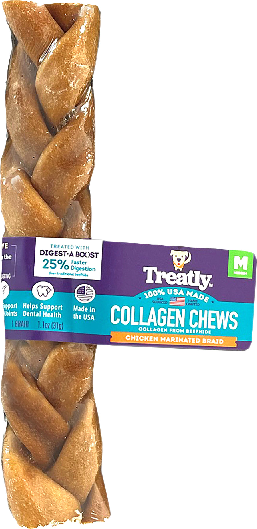 Treatly USA Collagen Braids, Chicken, md-6 in - Rawhide/ Body Parts