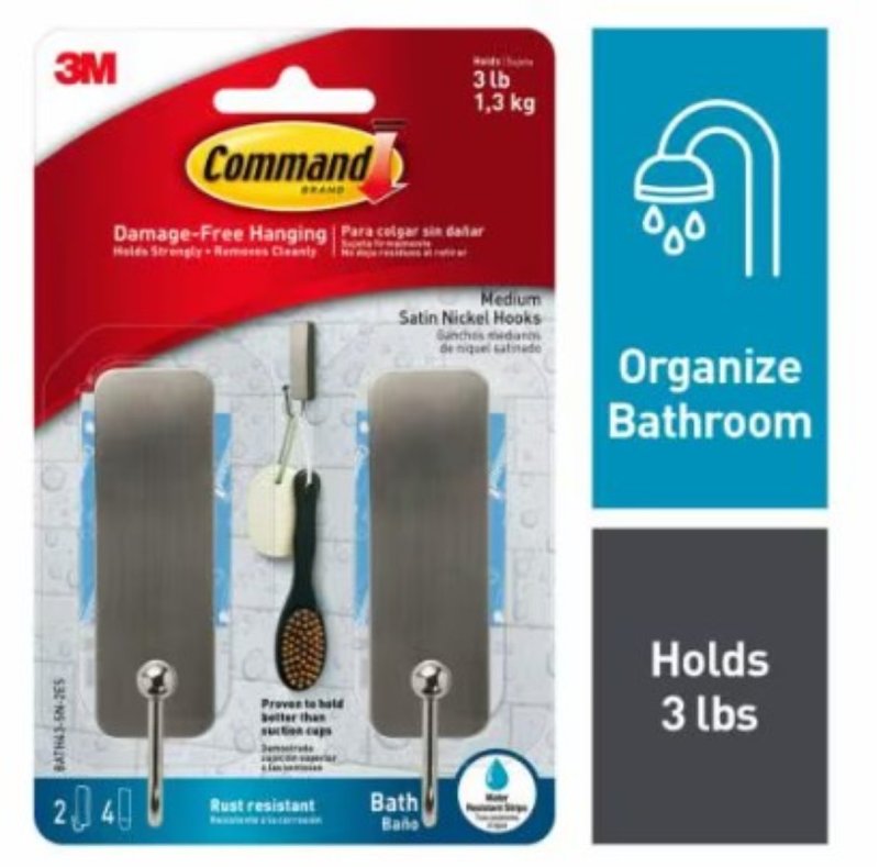 Command BATH43-SN-2ES Medium Bath Hook