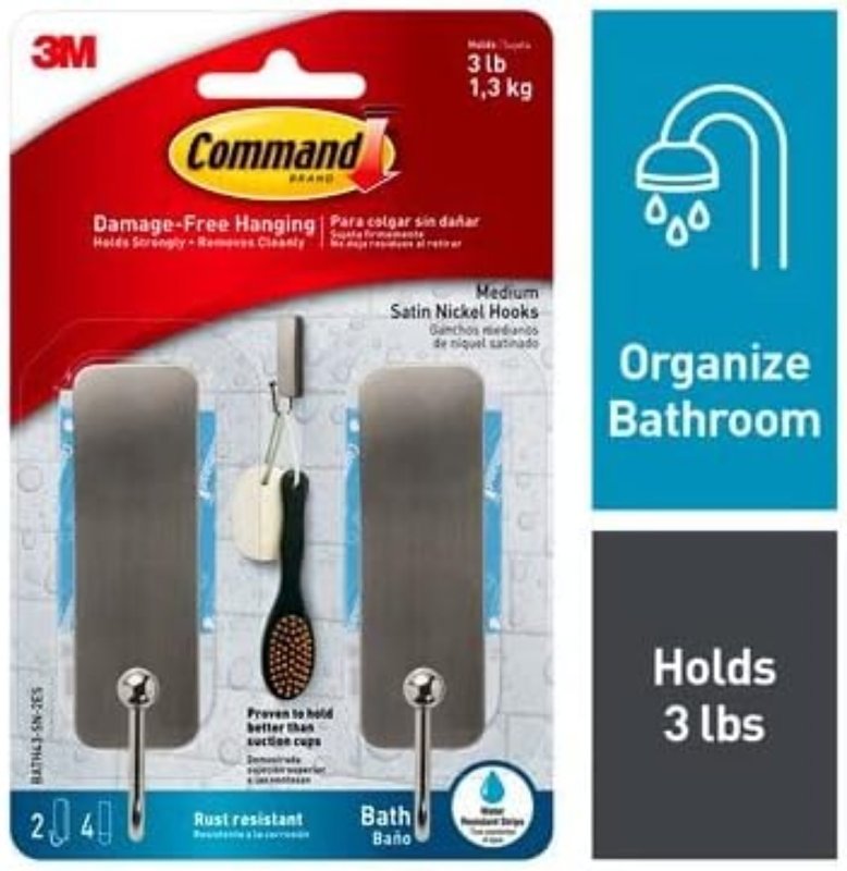 Command BATH43-MB-2ES Medium Bath Hook