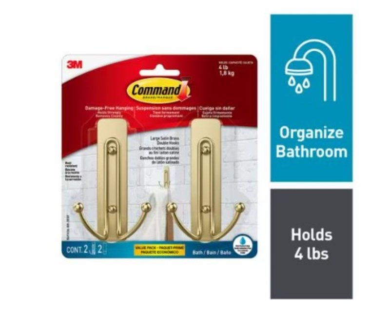 Command BATH36-BR-2ESF Large Bath Hook