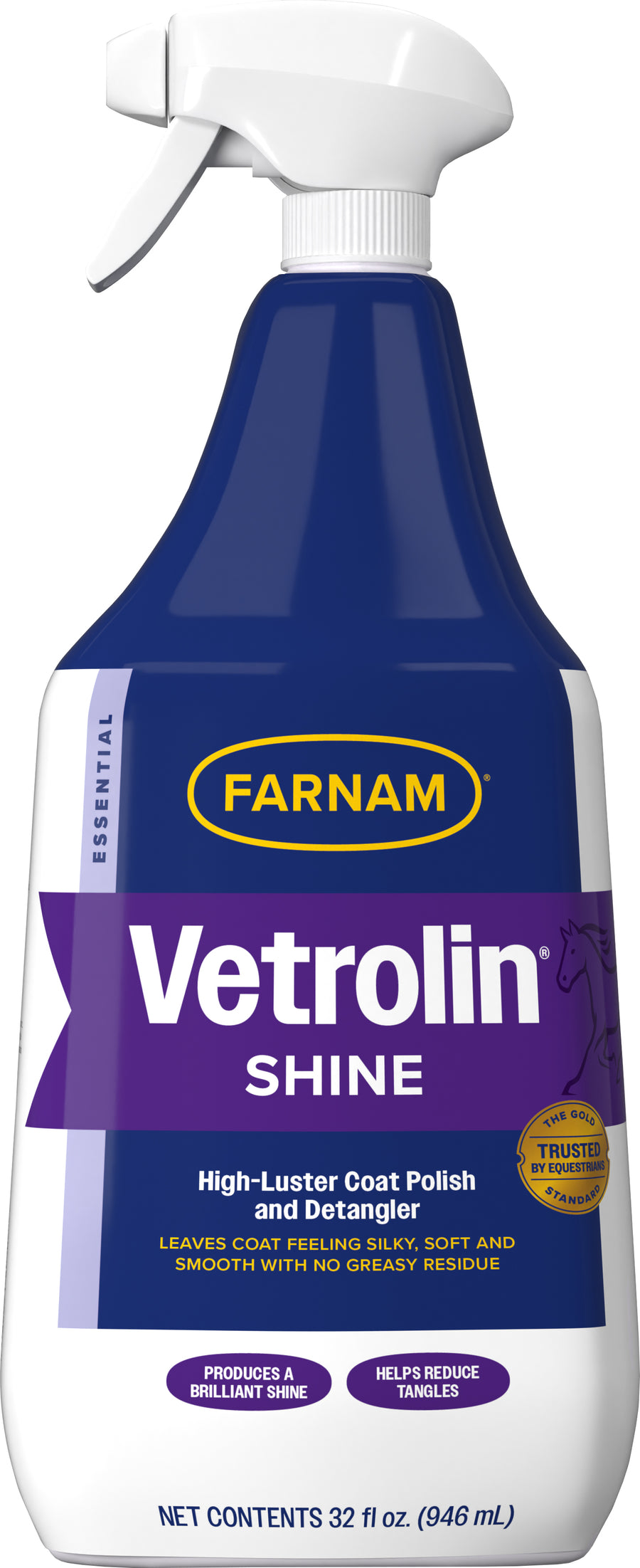 Farnam Vetrolin Shine Coat Polish & Conditioner Spray, 1 qt - Detanglers & Shine
