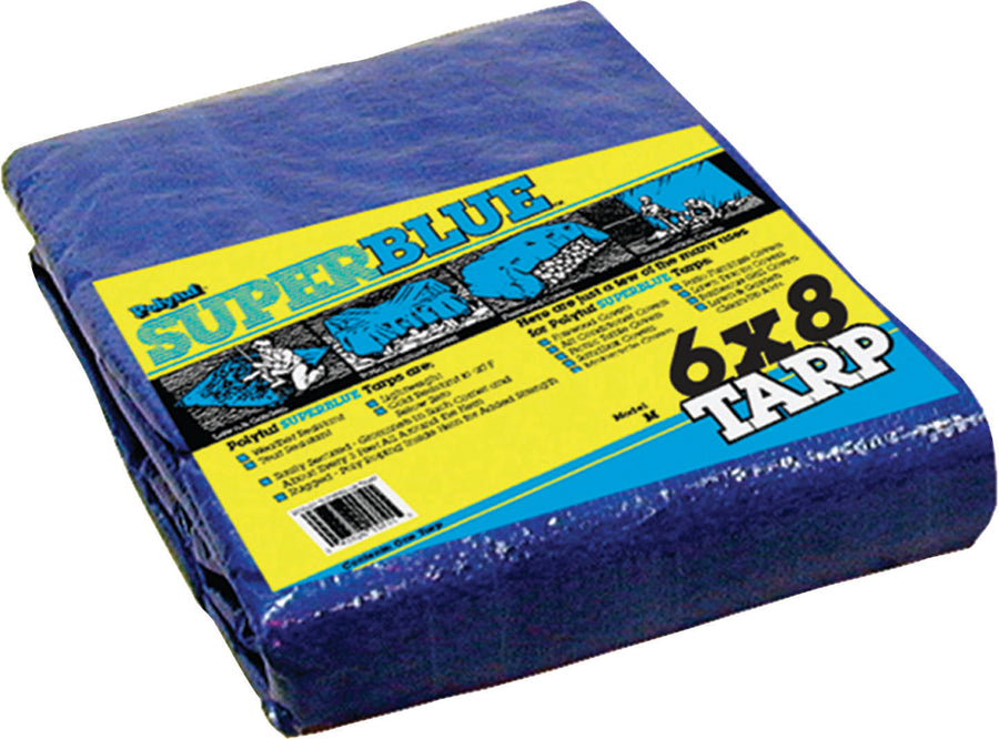 Polytuf Super Blue Tarp, Blue, 6x8 ft-2.3 oz - Polytarp