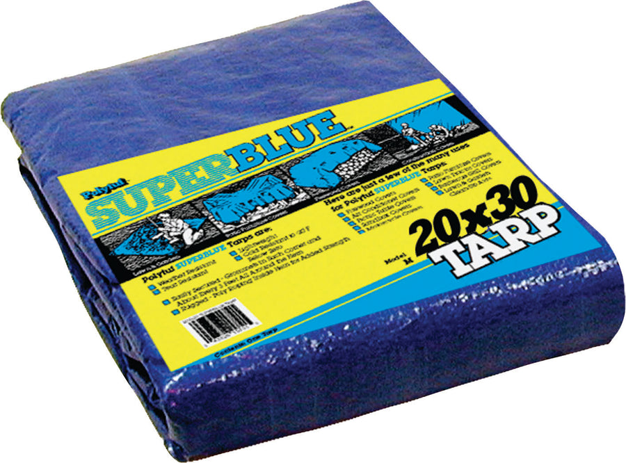 Polytuf Super Blue Tarp, Blue, 20x30 ft-2.3 oz - Polytarp