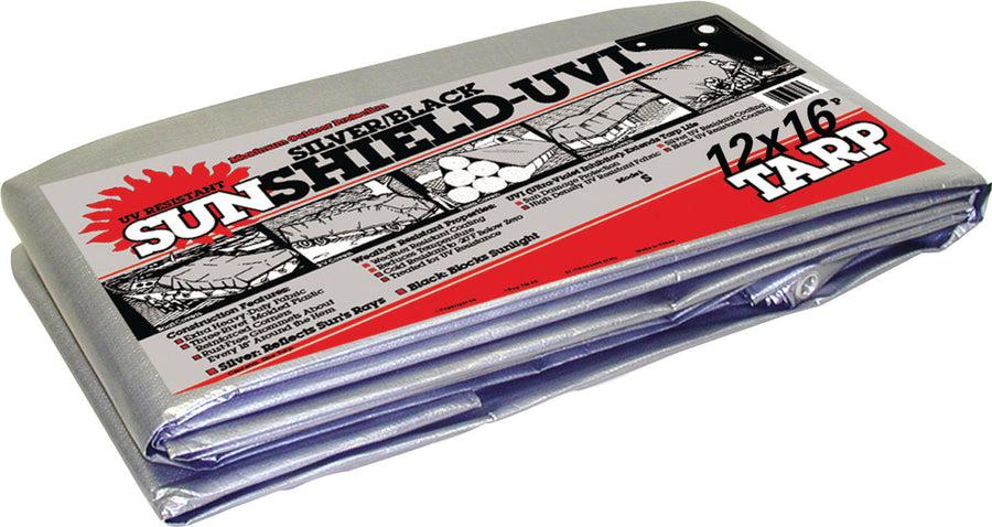 Dewitt Tarp, Silver/Black, 12x16 ft-6 oz - Polytarp