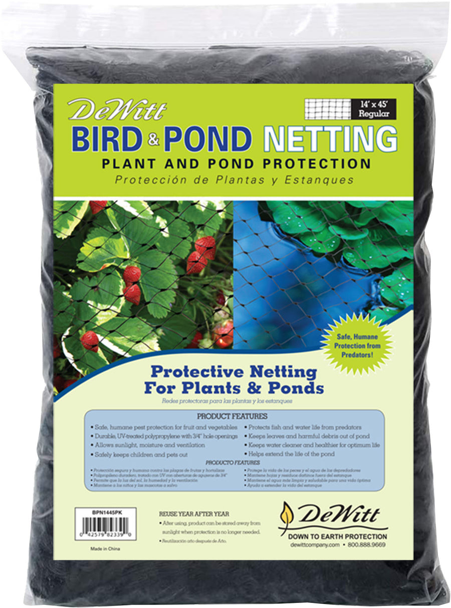 Dewitt Bird and Pond Netting, Black, 14x45 ft - Garden Netting