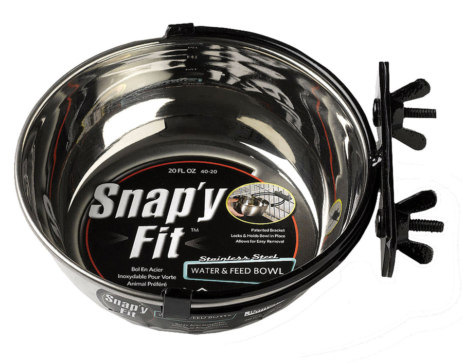Midwest Homes Snap'y Fit Dog Bowl, Stainless Steel, 20 oz - Accessories