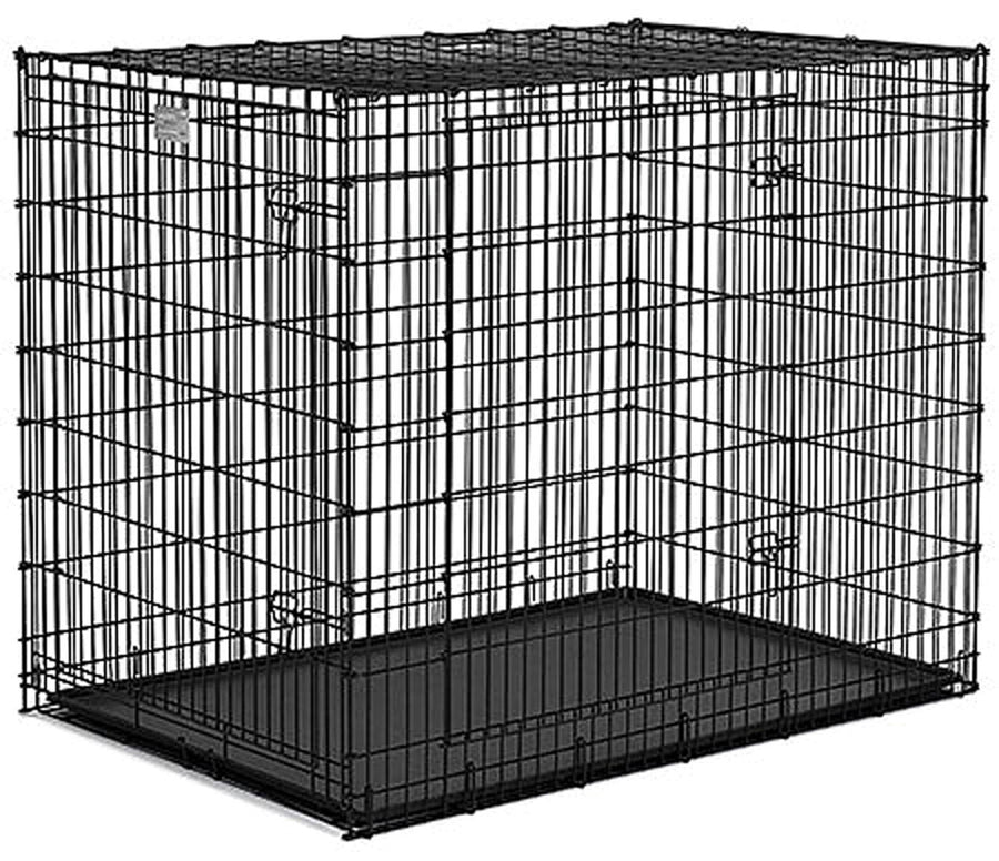 Midwest Homes Solutions Double Door Dog Crate, Black, 54x37x45 in - Metal