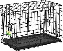 Midwest Homes Contour Double Door Dog Crate, Black, 24x18x19 in - Metal