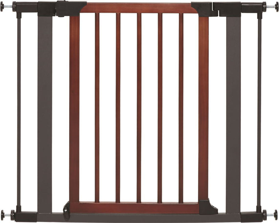 Midwest Homes Steel/Wood Pet Gate, Graphite/Wood, 29x29-38 in - Gates
