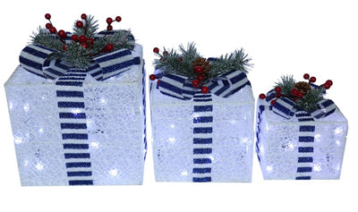 Santas Forest 56924 Pre-Lit Mesh Gift Box