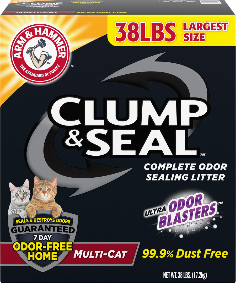 Arm & Hammer Clump & Seal Multi-Cat Litter, Fresh Scent, 38 lb - Clumping