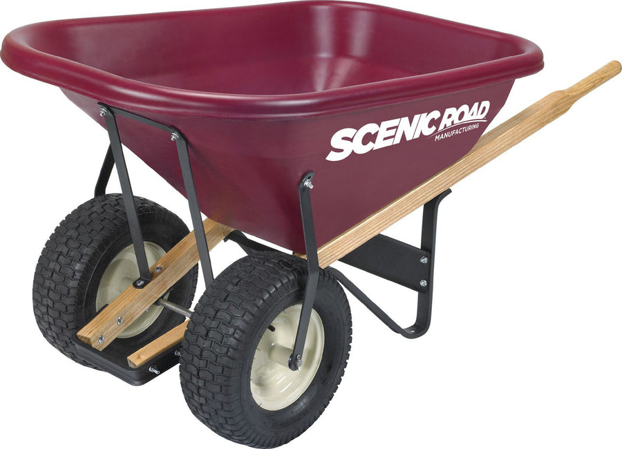 Scenic Road Dual Wheel Wheelbarrow Turf Tire, Maroon, 8 Cf - Wheel Barrows