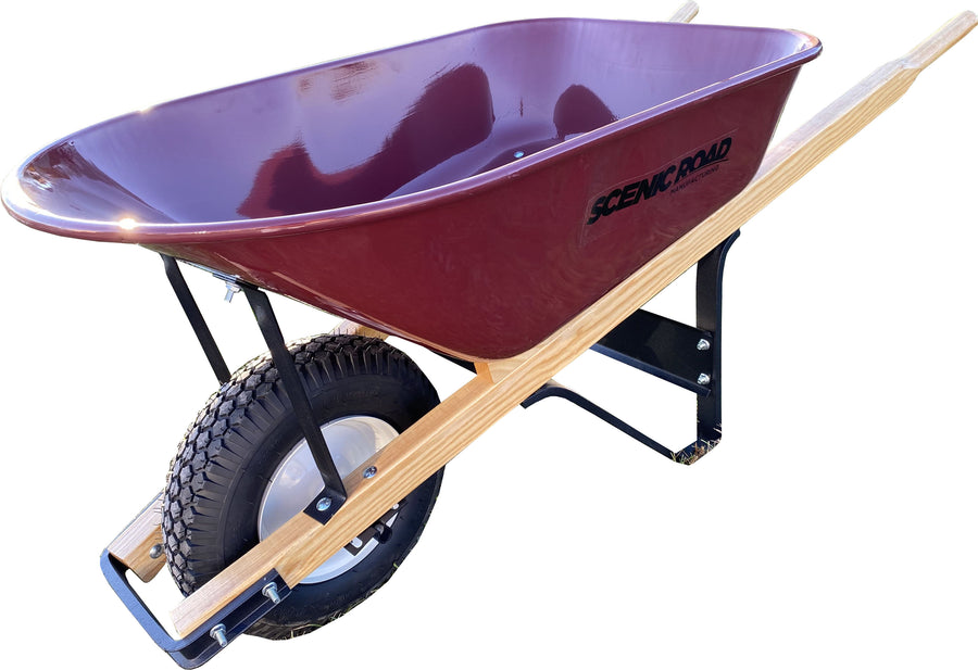 Scenic Road Steel Tray Wheelbarrow Knobby Tire, Red, 6 Cf - Wheel Barrows