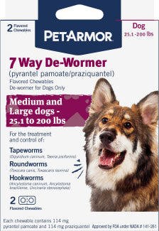 Petarmor 7 Way De-Wormer Chewable Dog, 25-200 lb-2 ct - Wormers