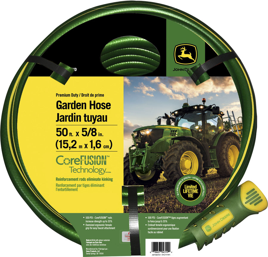 John Deere Premium Garden Hose, Green/Yellow, 5/8 in x 50 ft