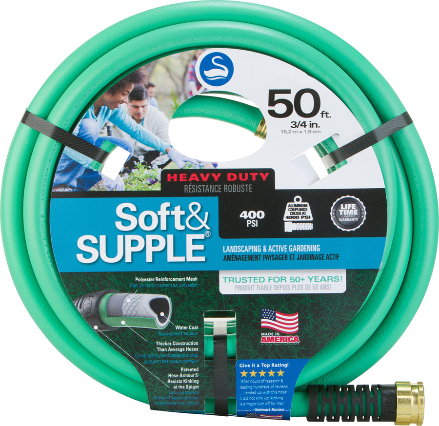 Swan Soft & Supple Heavy Duty Hose, Green, 3/4 in x 50 ft - Garden Hose