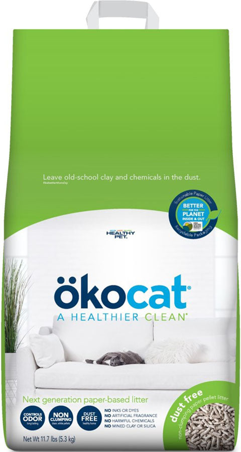 Okocat Dust Free Non-Clumping Paper Pellet Litter, 11.7 lb