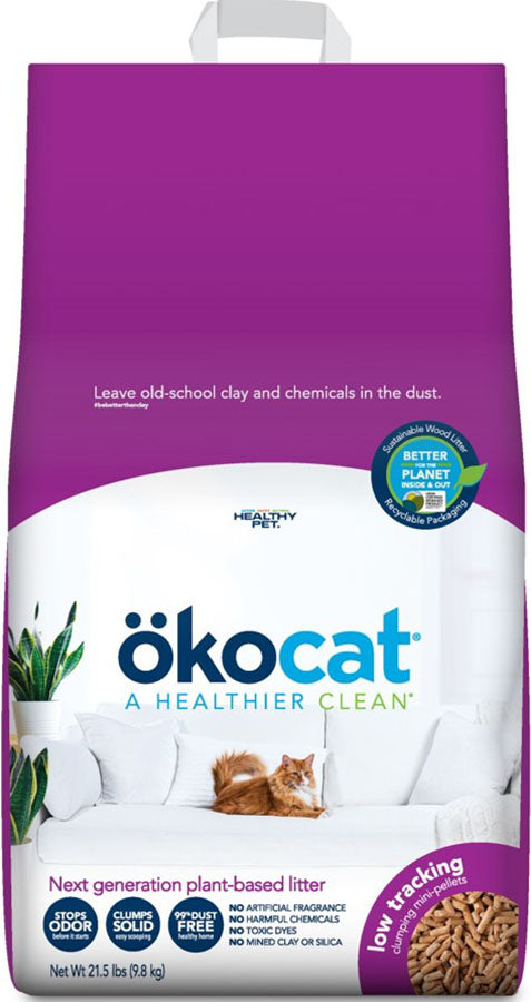 Okocat Low Tracking Mini Pellets Cat Litter, 21.5 lb - Clumping