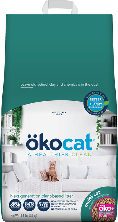 Okocat Multi-Cat Premium Clumping Litter, 18.8 lb