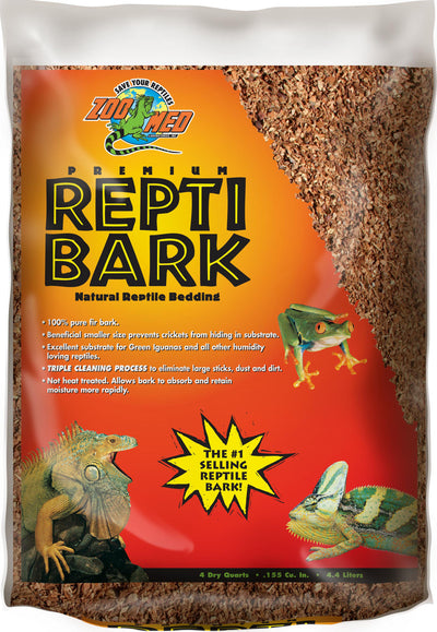 Zoo Med Premium Repti Bark Natural Reptile Bedding, Natural, 4 qt