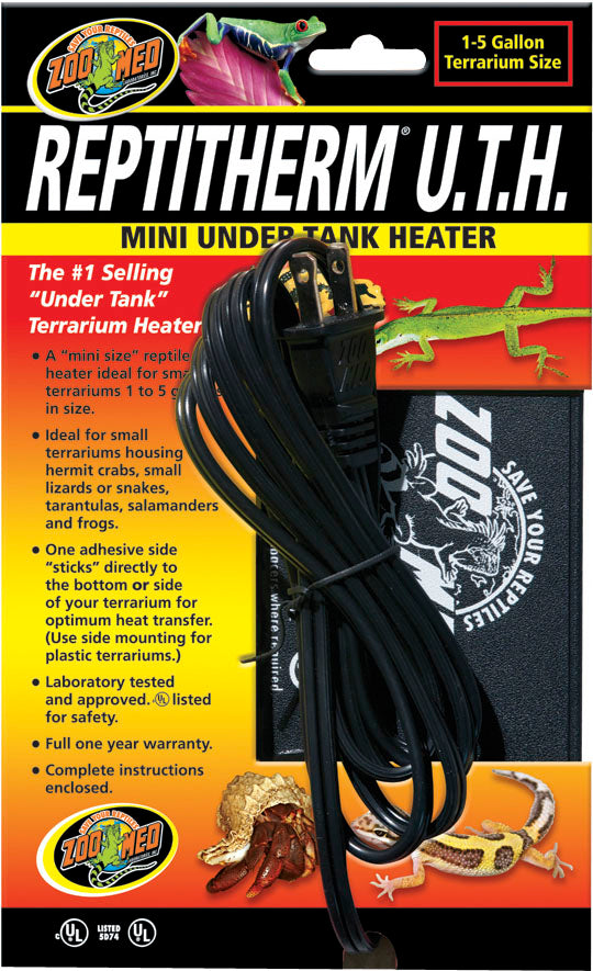 Zoo Med Reptitherm Under Tank Heater, Black, 4x5 in-4 Watt - Undertank