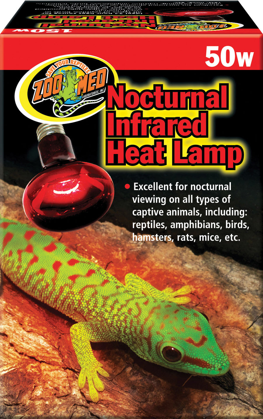 Zoo Med Nocturnal Infrared Heat Lamp, Red, 50 Watt - Incandescent
