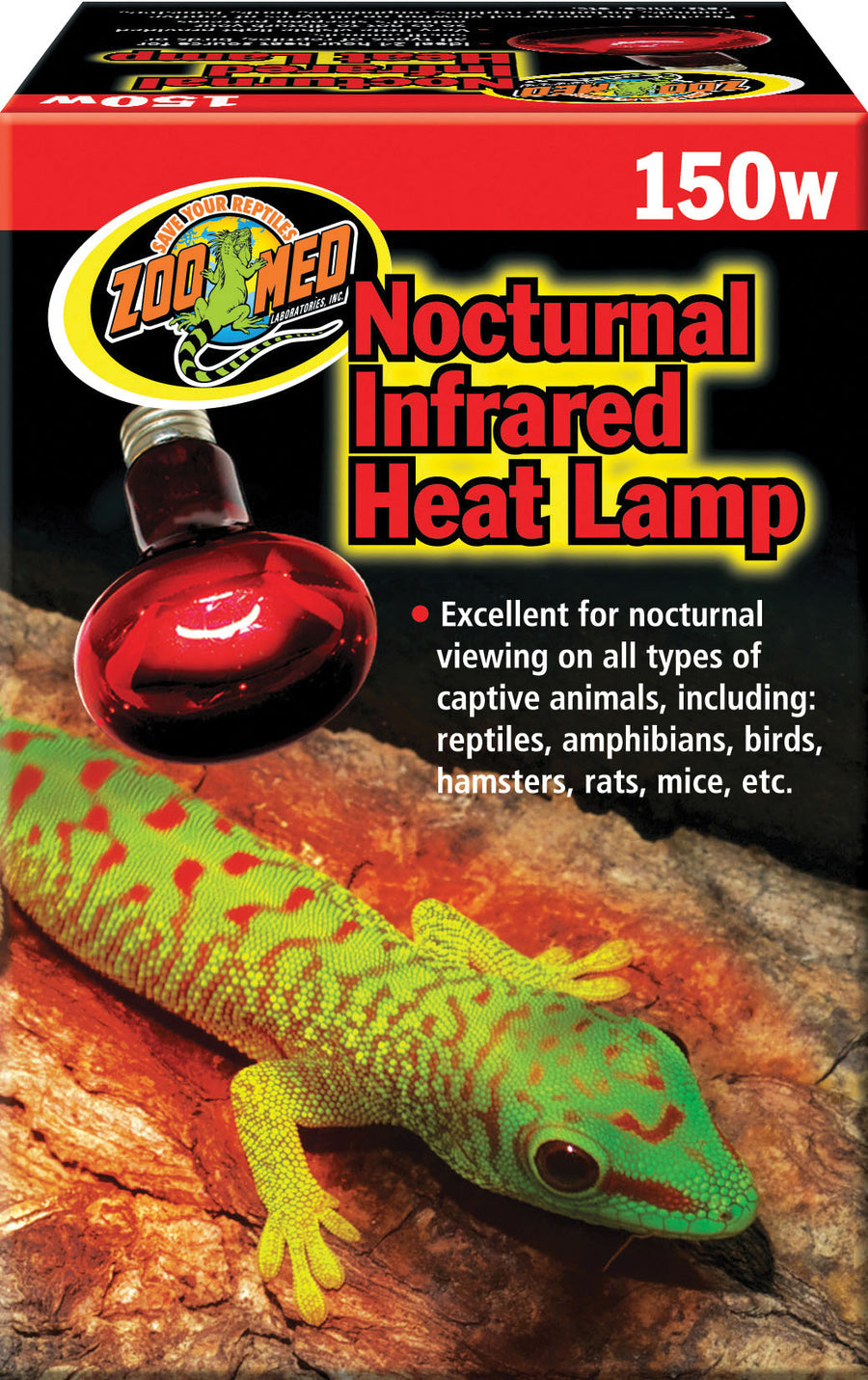 Zoo Med Nocturnal Infrared Heat Lamp, Red, 150 Watt - Incandescent