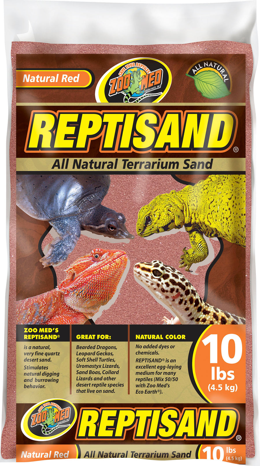 Zoo Med Reptisand Natural Terrarium Sand, Natural Red, 10 lb