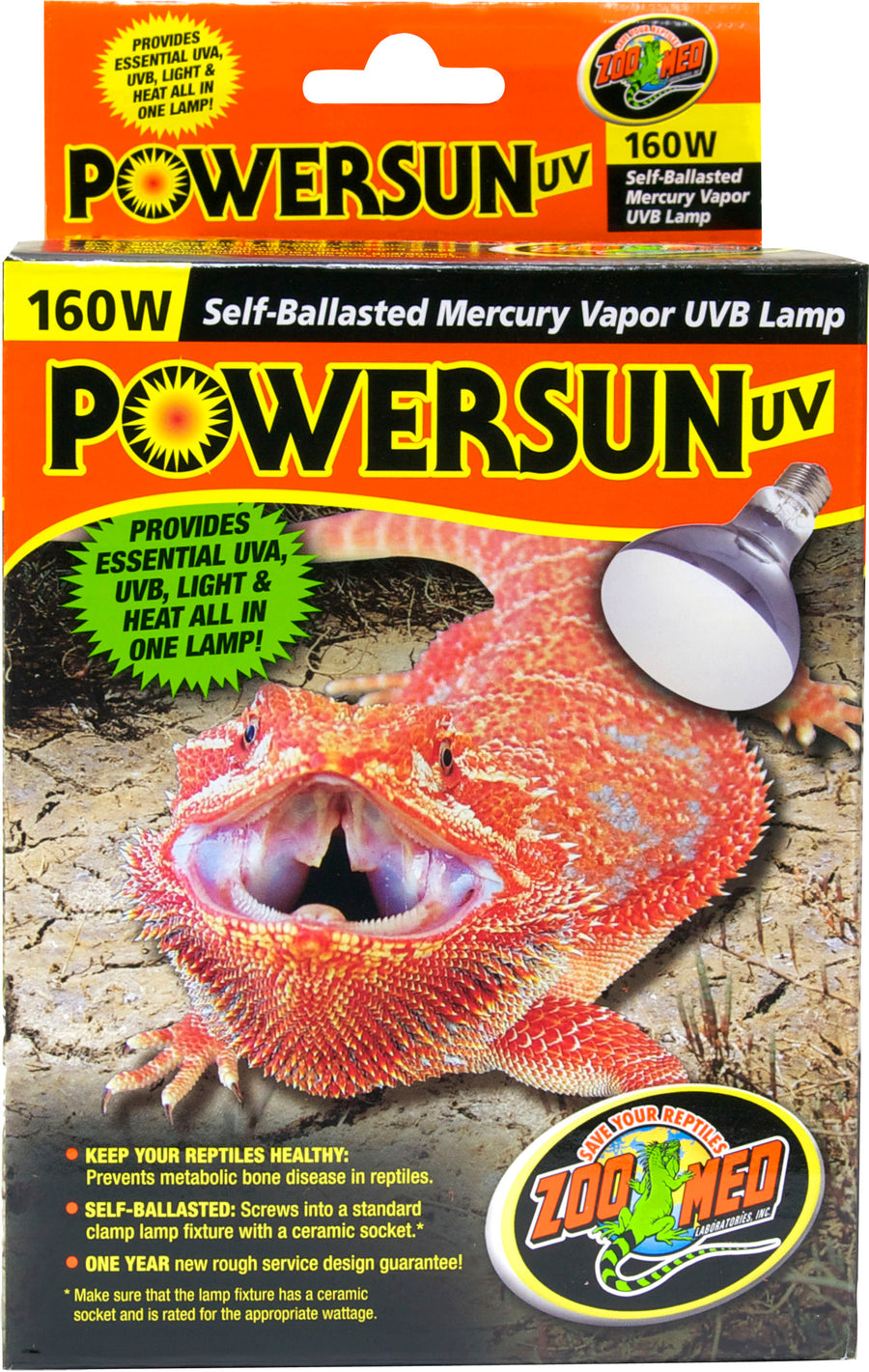 Zoo Med Powersun UV Self-Ballasted Mercury Vapor Lamp, 160 Watt - Specialty