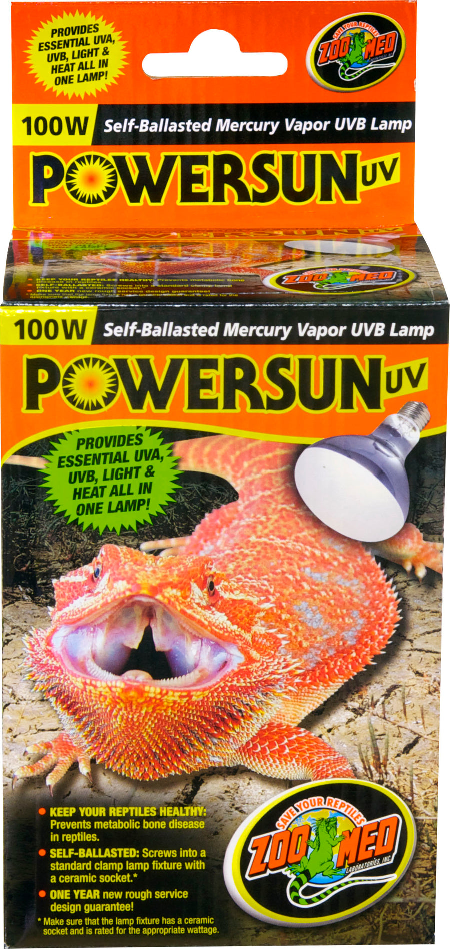 Zoo Med Powersun UV Self-Ballasted Mercury Vapor Lamp, 100 Watt - Specialty