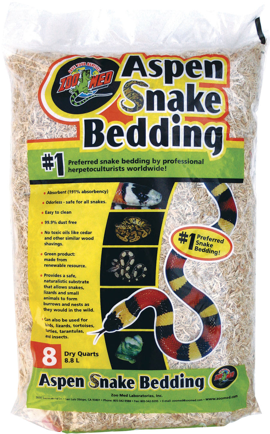 Zoo Med Aspen Snake Bedding, Natural, 8 qt