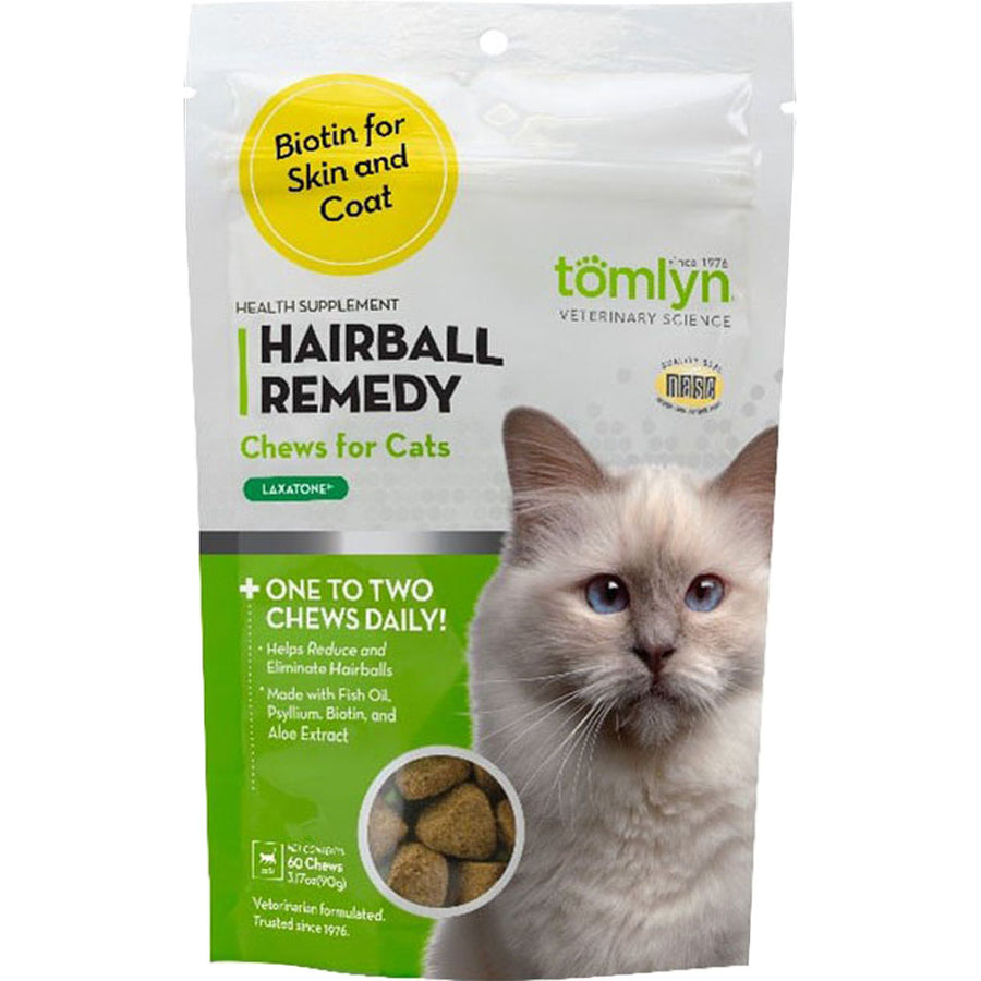 Tomlyn Laxatone Hairball Remedy Chews for Cats, Chicken, 60 ct