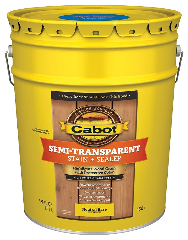 Cabot 16300 Series 140.0016306.008 Semi Transparent Deck and Siding Stain