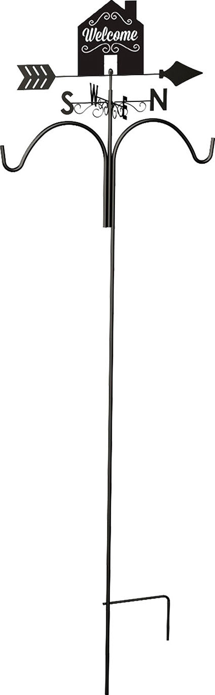 Panacea Products Welcome House Weathervane Shepherd Hook, Black, 78 in - Hooks-Shepherd