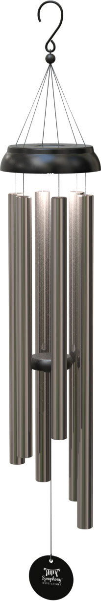 Panacea Products Solar Light Wind Chime w/ Black Accents, Black/Silver, 40 in - Statuary, Wind Spinners/Chimes