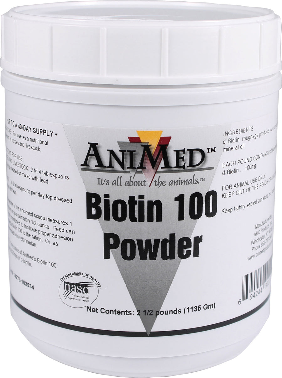 Animed Biotin 100 Powder Supplement for Horses, 2.5 lb - Hoof