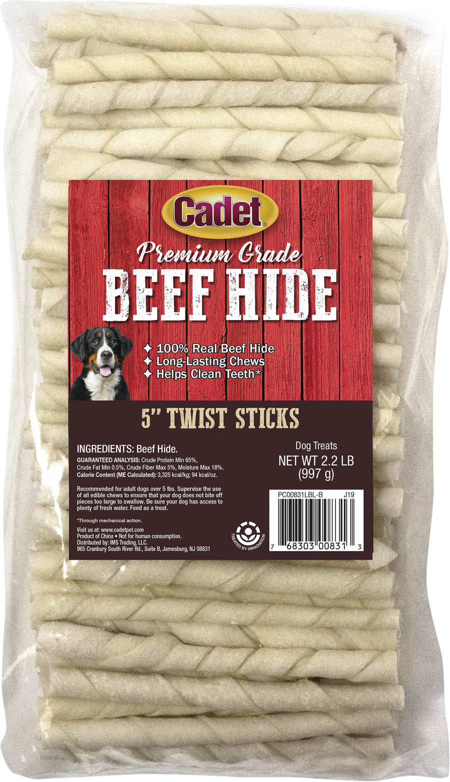 Cadet Gourmet Twisted Rawhide Sticks, Natural, 5 in-2.12 lb - Rawhide/ Body Parts
