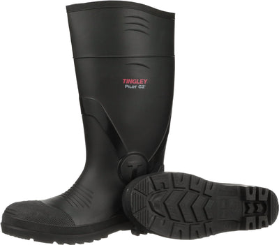 Tingley Pilot Plain Toe Knee Boot, Black, Sz 6 - Over the Sock Boots