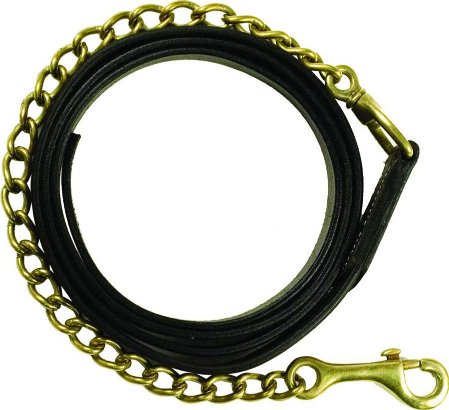 Gatsby Leather Lead w/30 Chain, Havana, 7.5 ft x 30 in - Leads
