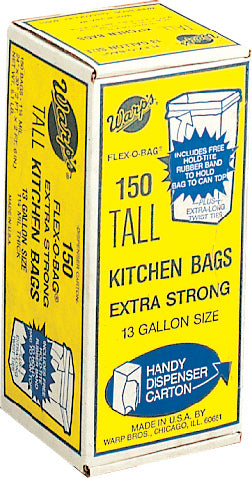 Warp's Flex-O-Bag Tall Kitchen Bags, White, 13 gal-150 ct - Trash Bags